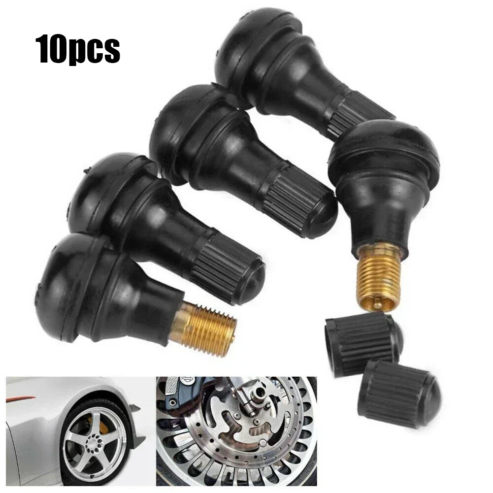 10Pcs Tire Valves TR412 Tubeless Rubber Tyre Valve Stems Tire Nipples With Plastic Valve Cap Brass Core