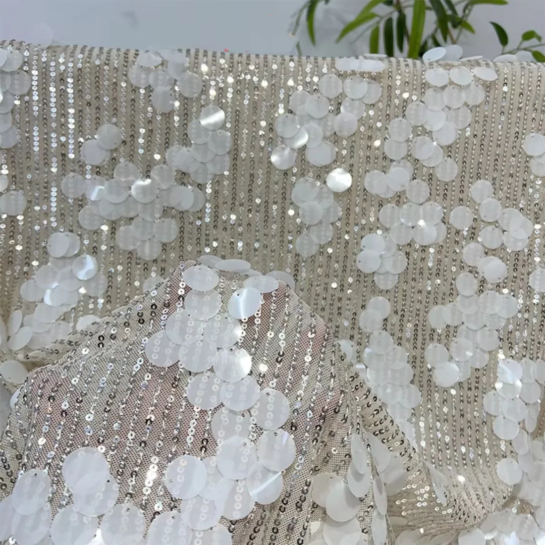 6 Colors African Embroidered Straight Sequin With Big Lace Fabrics Nigerian French Fashion Elastic Mesh Party Dress Material