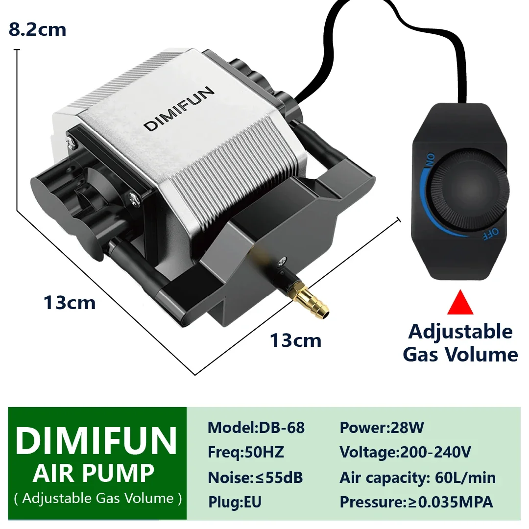 DIMIFUN 28W luchtcompressor Air Assist-pomp met 60L / Min luchtuitgang voor alle merken CNC-lasergraveur