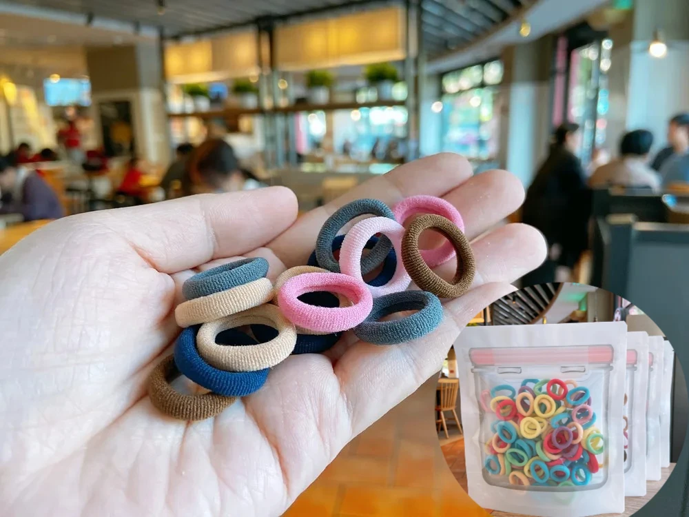 100 Pack Terry Elastic Hair Ties for Kids High Elasticity Candy Color Rainbow Cotton Soft Gentle on Hair Daily Ponytail
