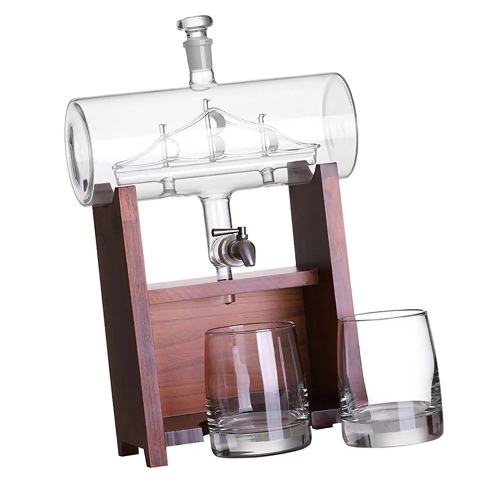 Glass Whisky Decanter Set with Glass Stopper with Pourer Nautical Decor