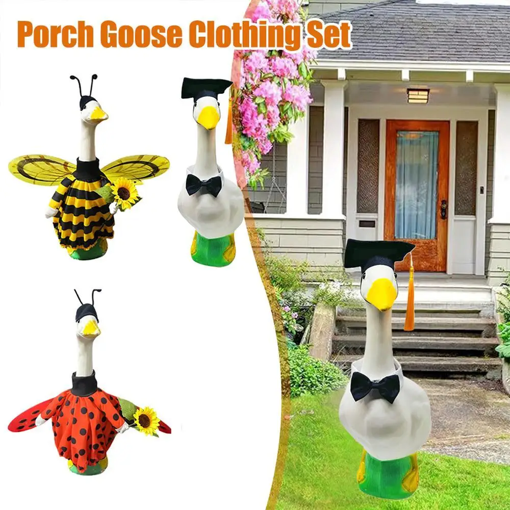 

1set Goose Outfit Set Housewarming Gift Cute Multifunctional Birthday Party Goose Clothes for Porch Balcony Garden Decoration