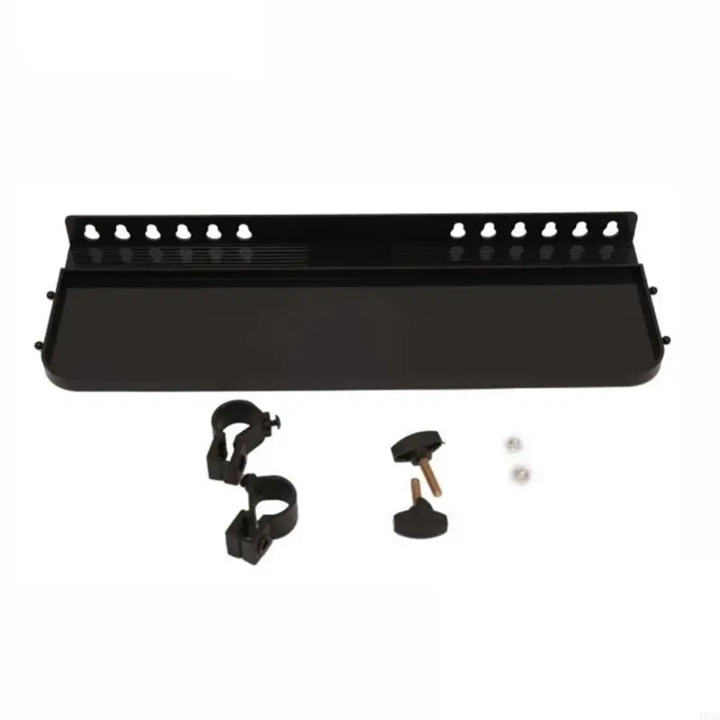 Artist Tray Attachment, Matte Black Plastic Supply Shelf with Slotted Back Panel for Painting and Drawing Use