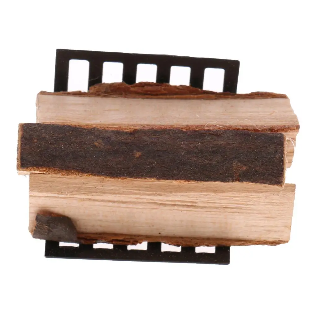 1/12 Puppenhaus Miniatur Metallregal mit Brennholz für Wohnzimmerkamin