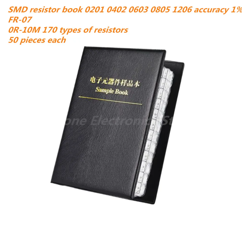 Resistor Kit  0603 0805 Chip Resistor Assortment Kit 0201 0402 1206 1% FR-07 SMT 170 Values 0R-10M Smd Sample Book