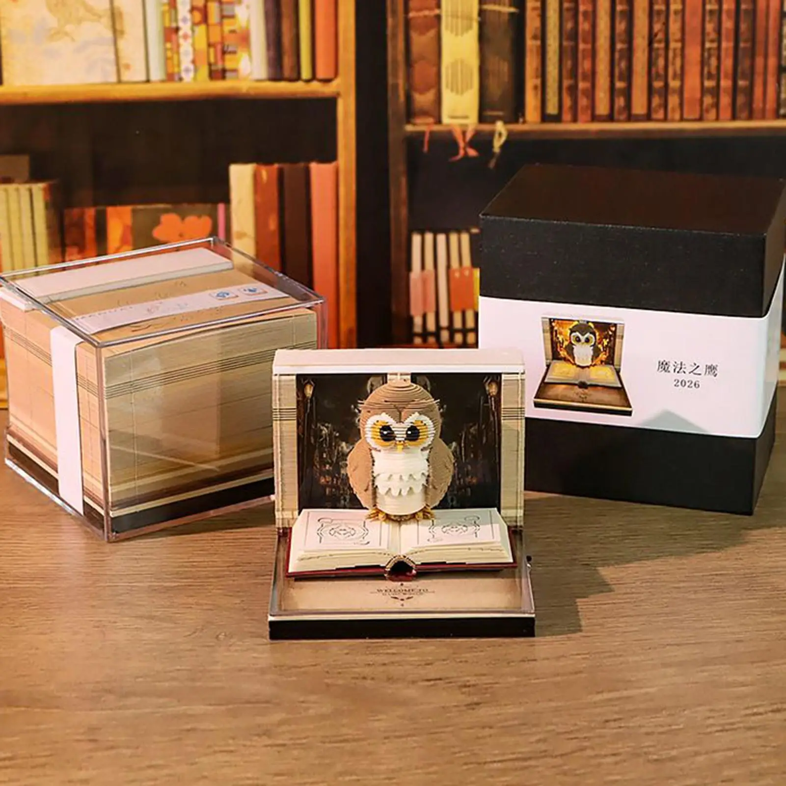 3D Memo Pad Calendar 2026 3D Memo Pad Art Sticky Notes Owl-Shaped Tear Away Carving Time Piece Notepad Christmas Decoration