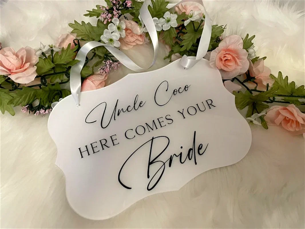 Here Comes The Bride Sign Ring Bearer Sign Flower Girl Sign Wedding Sigage Aisle Modern Wedding Decor