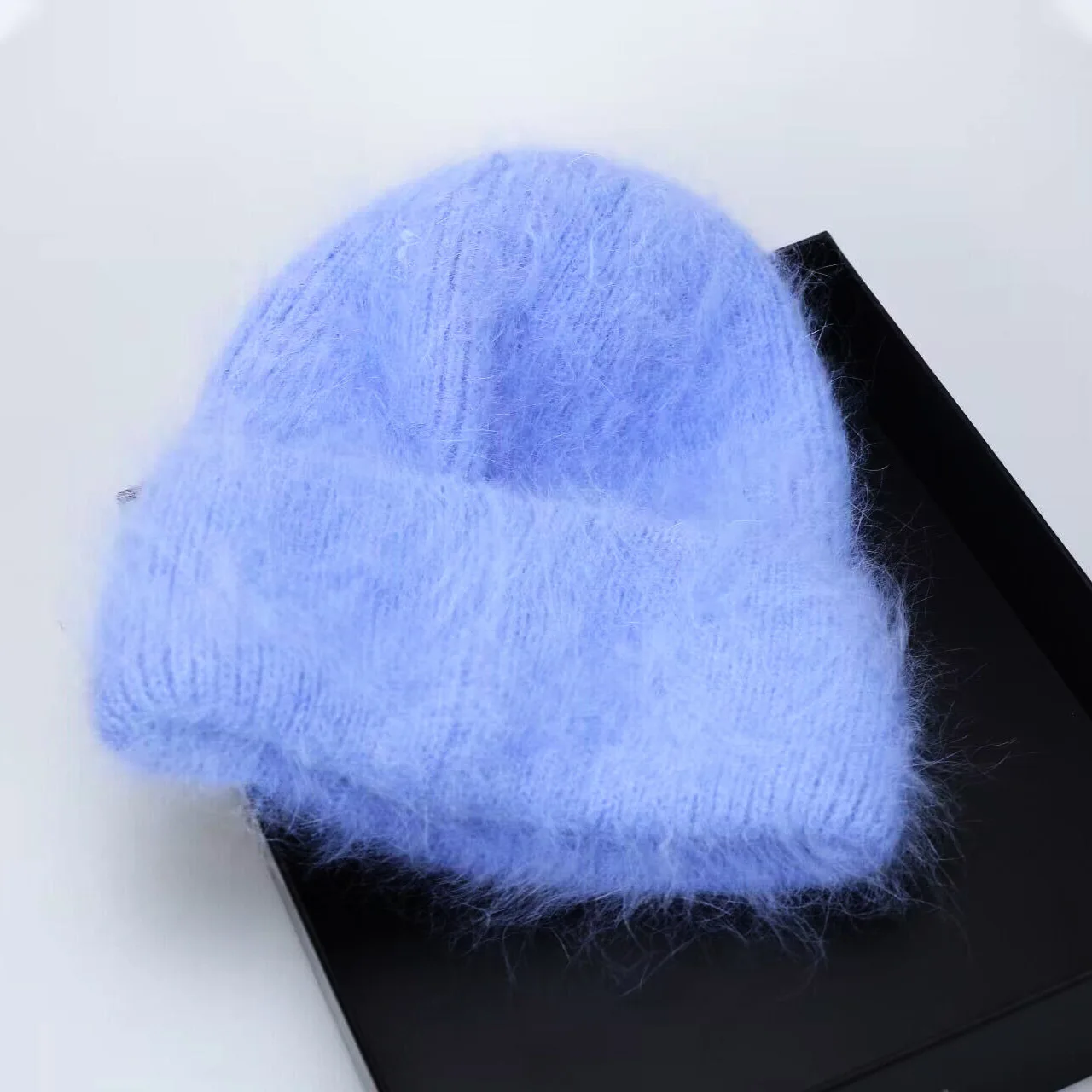 Rabbit Fur Beanies Soft Warm Fluffy Winter Hat for Women Angora Knitted Hat Skullies Beanies Female Bonnet Woman Knit Cap