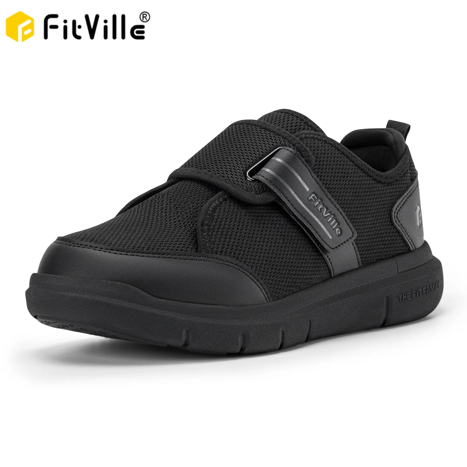 Fittington – chaussures larges pour diabétiques pour hommes, 2E, sangles réglables, orthopédiques, confortables, antidérapantes, pour pieds gonflés, chaussures pour personnes âgées, soulagement de la douleur