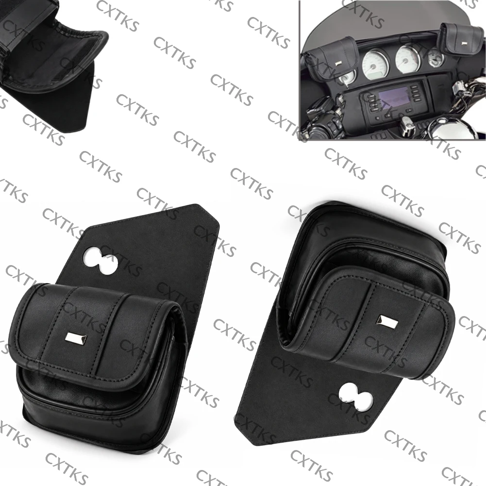 Image of 2Pcs Für Harley Touring Street Glide Spezielle FLHXS Schwarz Dual Beutel Windschutzscheibe Taschen Motorrad Zubehör