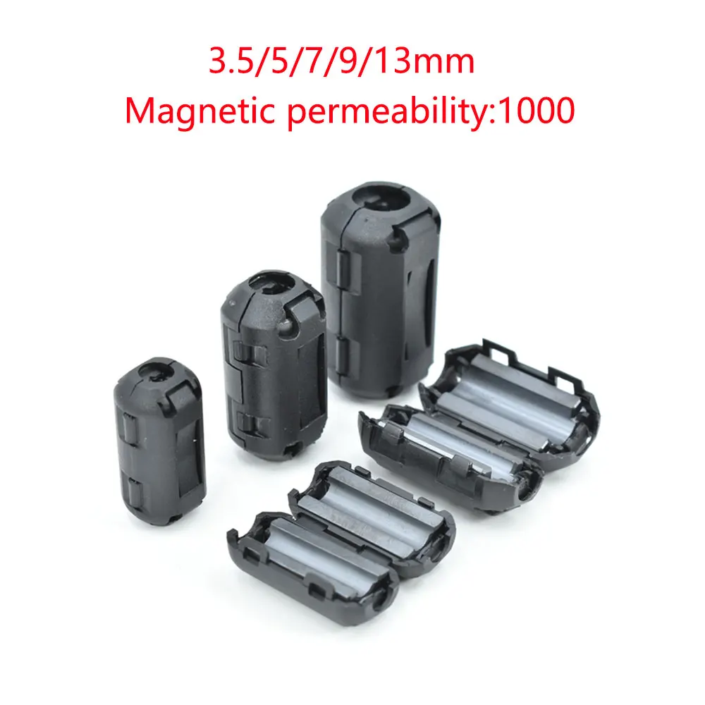 

10/20Pcs 3.5/5/7/9/13mm Toroidal Core Ferrite Bead Clip Choke EMI RFI Noise Filter Clip For USB/Video Cable Power Cord