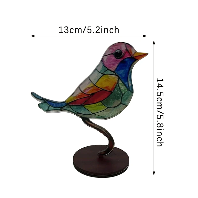 1/2/3 pezzi di uccelli acrilici colorati su ornamenti da tavolo ramo, ornamenti da tavolo con statua artigianale di uccelli in stile multicolore su entrambi i lati