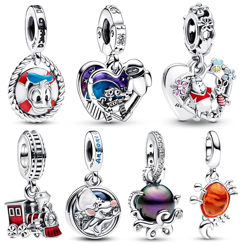 

Disney Donald Duck and Winnie the Pooh Pendant Charm Beads Fits 3mm Bracelet Bangle Necklace For Women Luxury DIY Jewelry Making