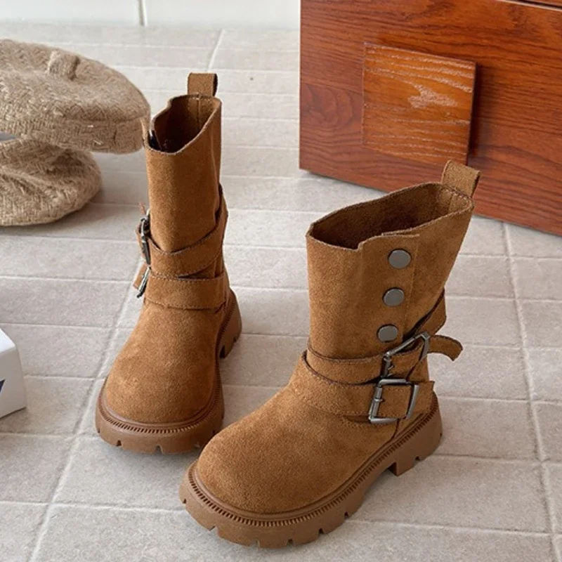 

2025 детские повседневные ботинки для девочек, осенне-зимняя новая модная нескользящая универсальная обувь принцессы в корейском стиле с мягкой подошвой