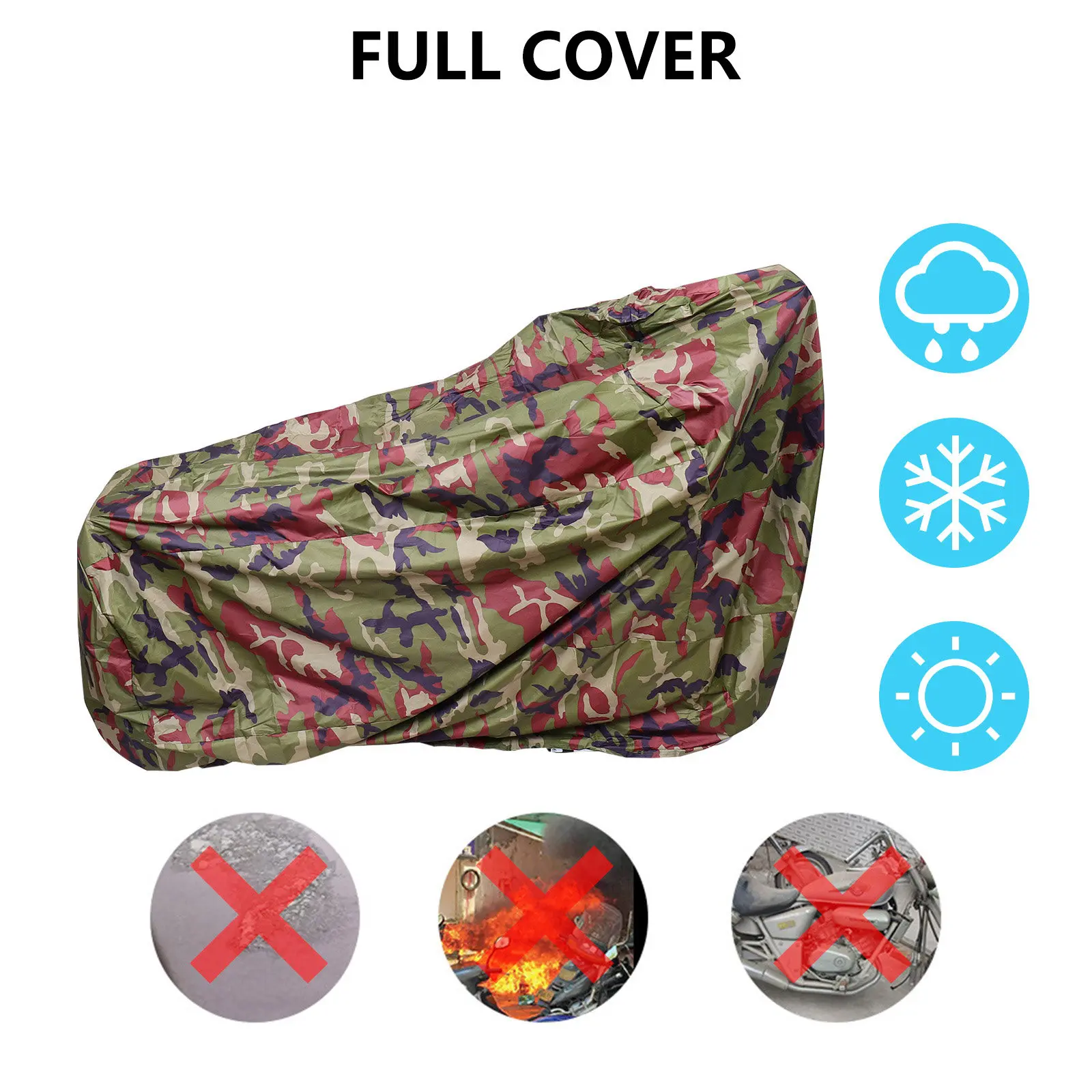 

1 шт. Водонепроницаемый чехол для мотоцикла, сверхпрочный, защита от пыли и дождя, для хранения на открытом воздухе, термостойкий, устойчивый к царапинам, дышащий