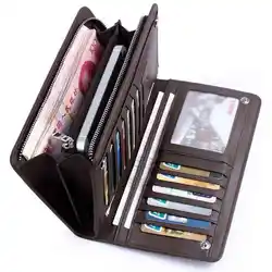 Fashion Leather Wallet Checkbook Card Holder Bag Men's Bifold Business Bag Coin Bag Purse