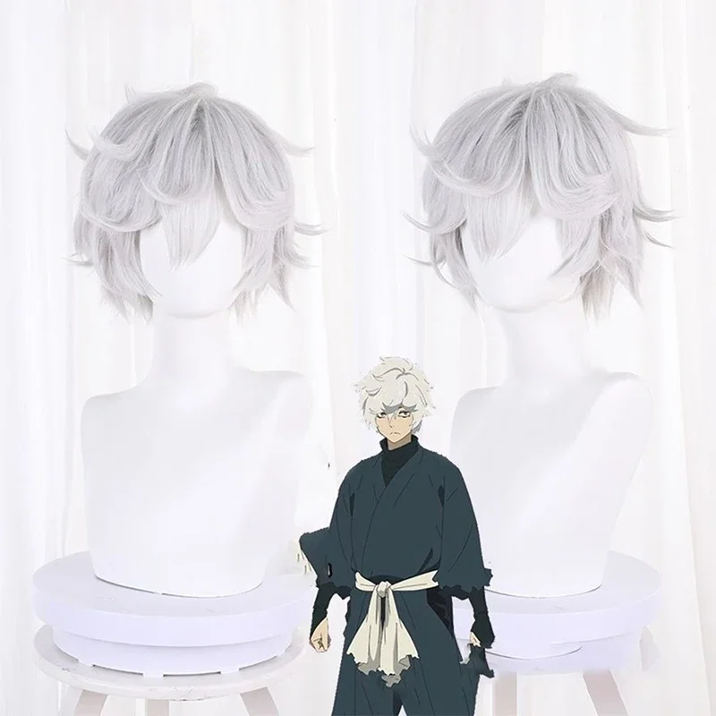 

Anime Cosplay Wig Hell's Paradise Thrush Maruyamada Asa Silvery White Boy Short Human Hair Stage Performance Festival Party Wigs