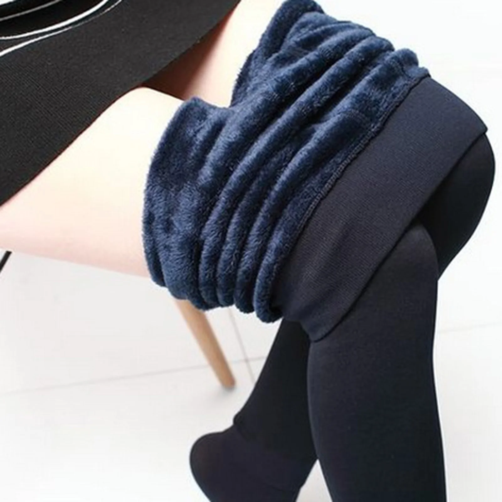 Fleece Leggings für Frauen hoch taillierte Plüsch Perle Samt dicke warme Hose für Herbst und Winter