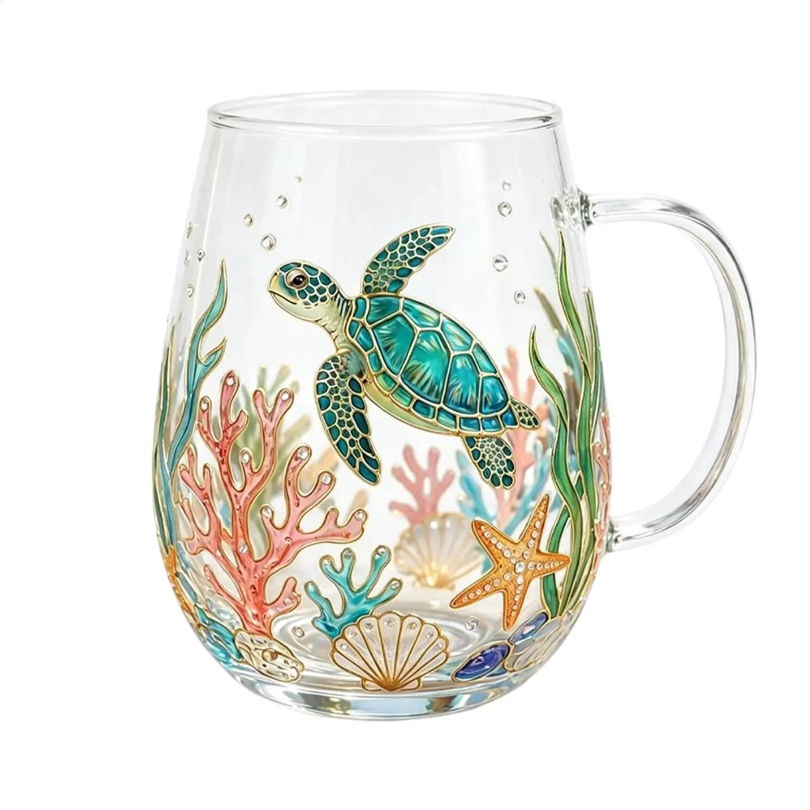 Floral Coffee Mugs Colorful Decorative Retro Hummingbird Bee Glassware Floral Boho Glass Tea Cup For Iced Coffee Cocktail Home
