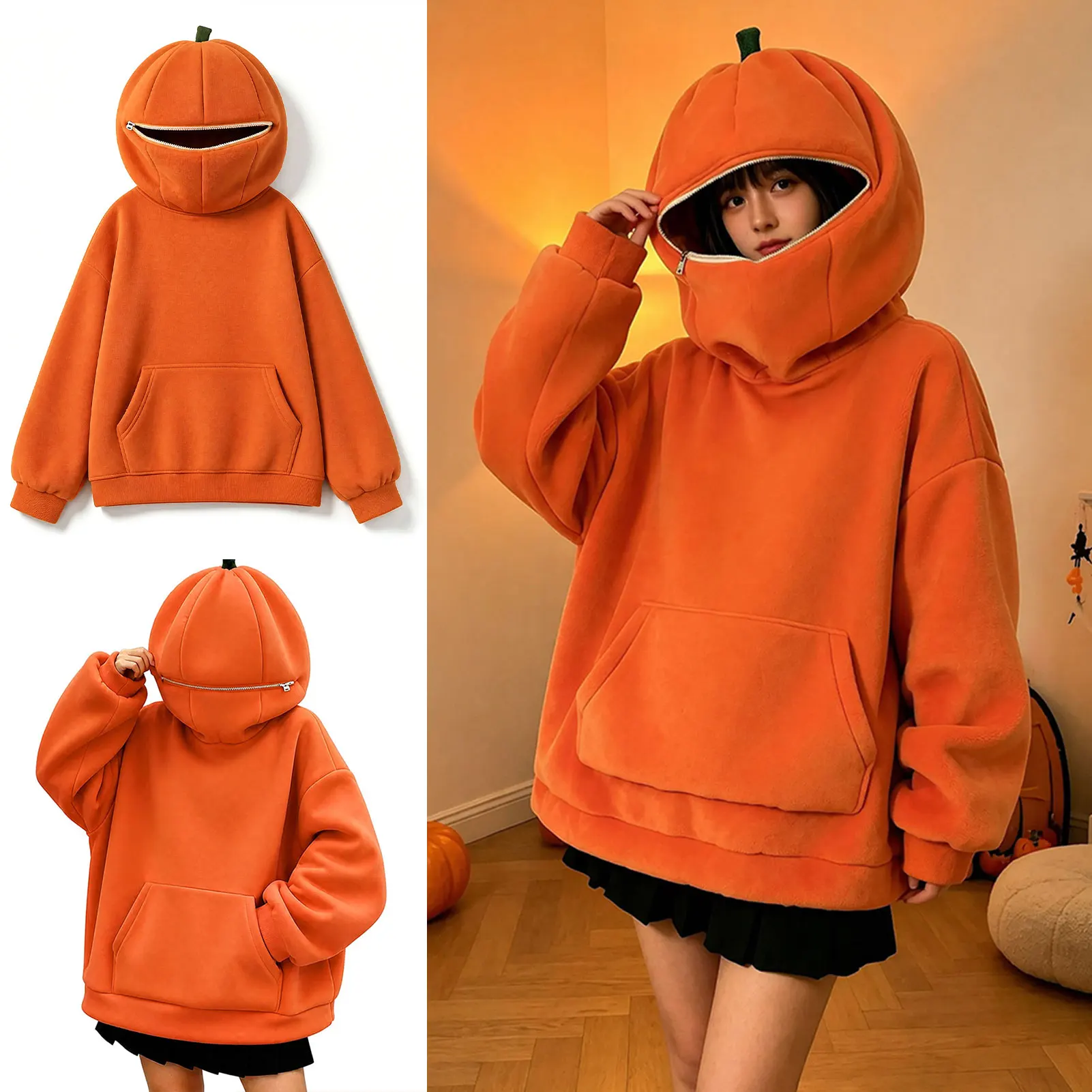 Halloween Hoodie for Women Comfortable Women’s Halloween Pumpkins Graphic Hoodie Oversized Jack-O-Lantern Pullover Sweatshirt