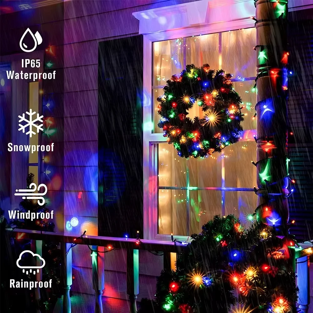 Solar String Lights with 8 Lighting Modes IP65 Solar-Powered Fairy Lights for Garden Patio Wedding Trees Parties Camping Decor