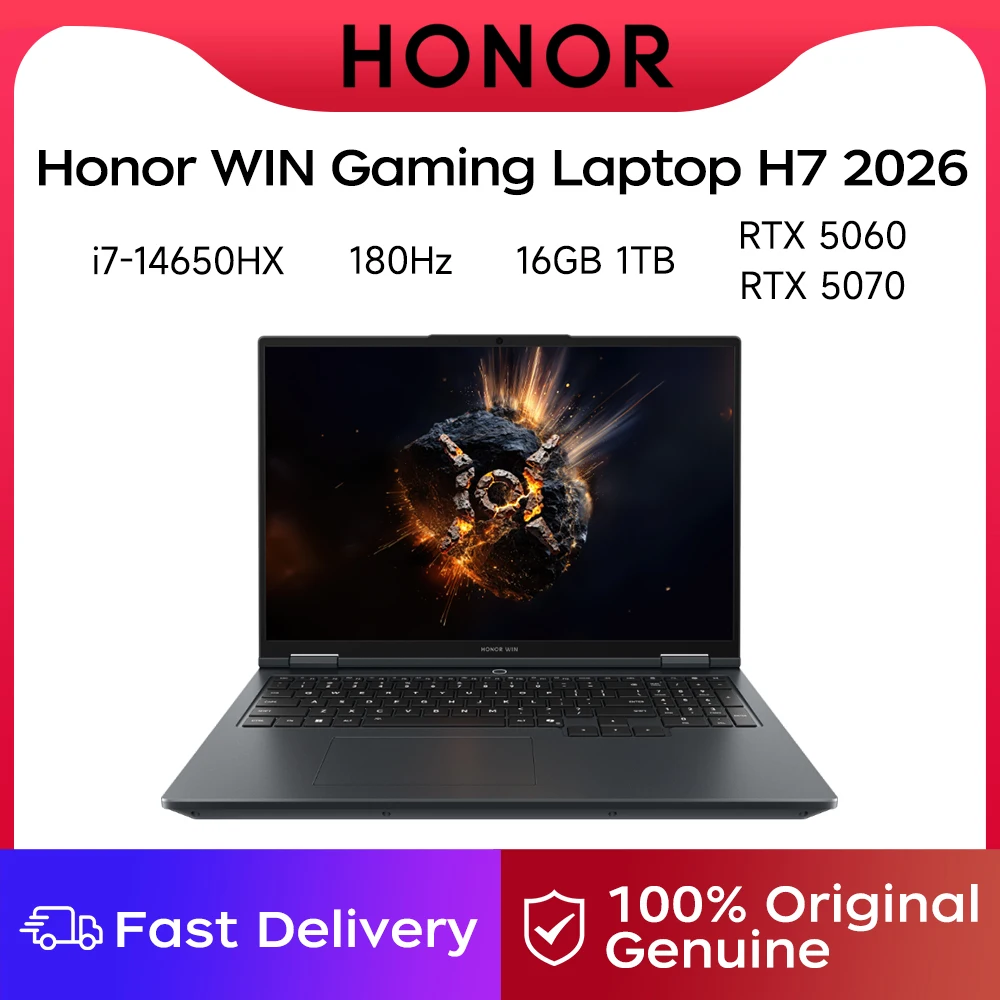 Honor WIN Gaming Laptop H7 2026 16-inch 14th Gen Intel Core i7-14650HX, RTX 5060/RTX 5070, 16GB/32GB 1TB/2TB  2.5K 180Hz Laptop