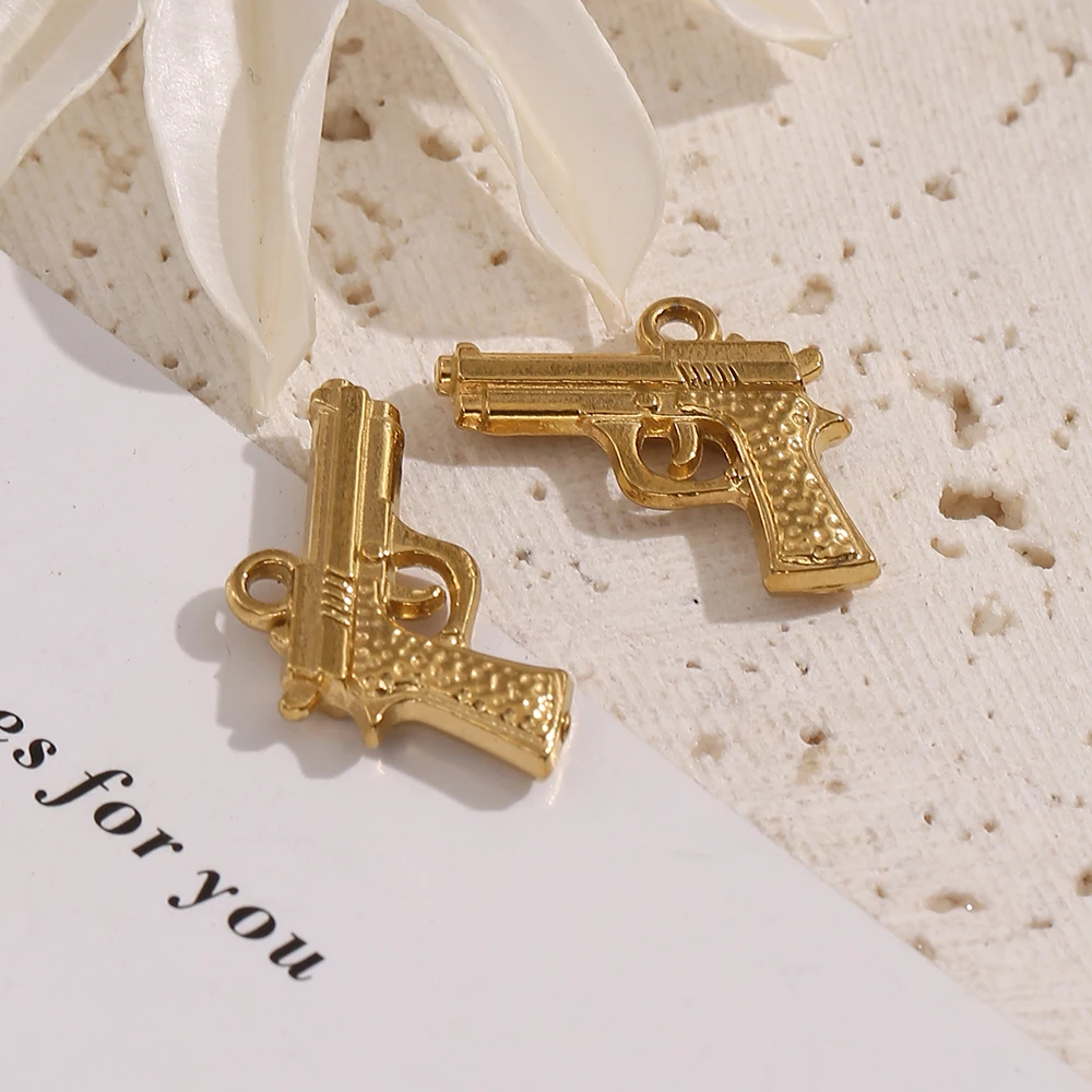 2cs Wild Animal Bear/Giraffe/Hunting Dog Charms for Bracelet Jewelry Making Stainless Steel Tower/Lipstick DIY Necklace Pendant
