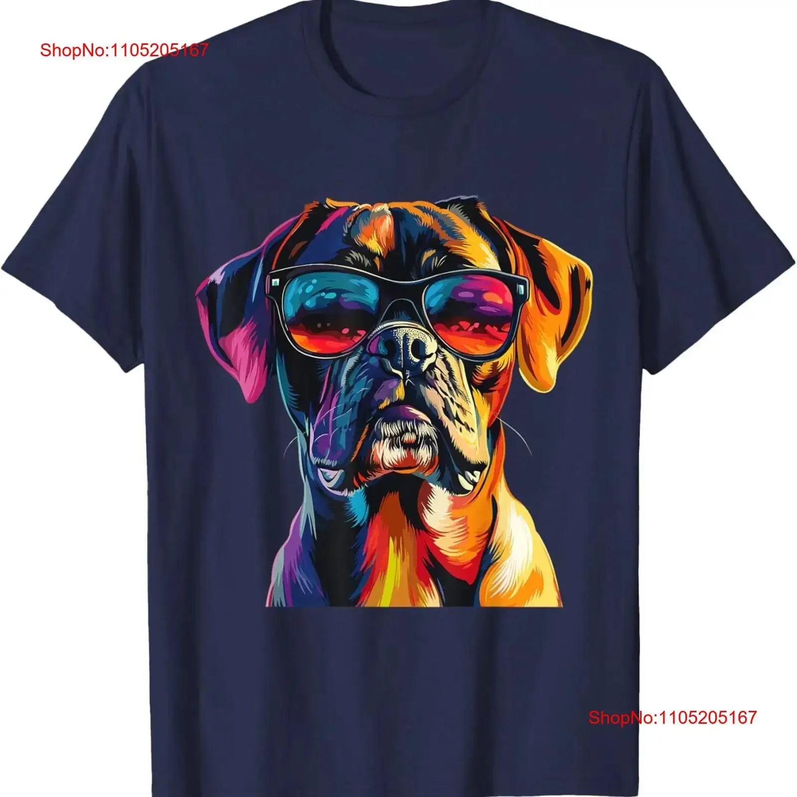Boxer Dog Lover Sunglasses Pop Art Design Funny T Shirt  vintage Washed homme Stylish streetwear Casual Stretched Unisex