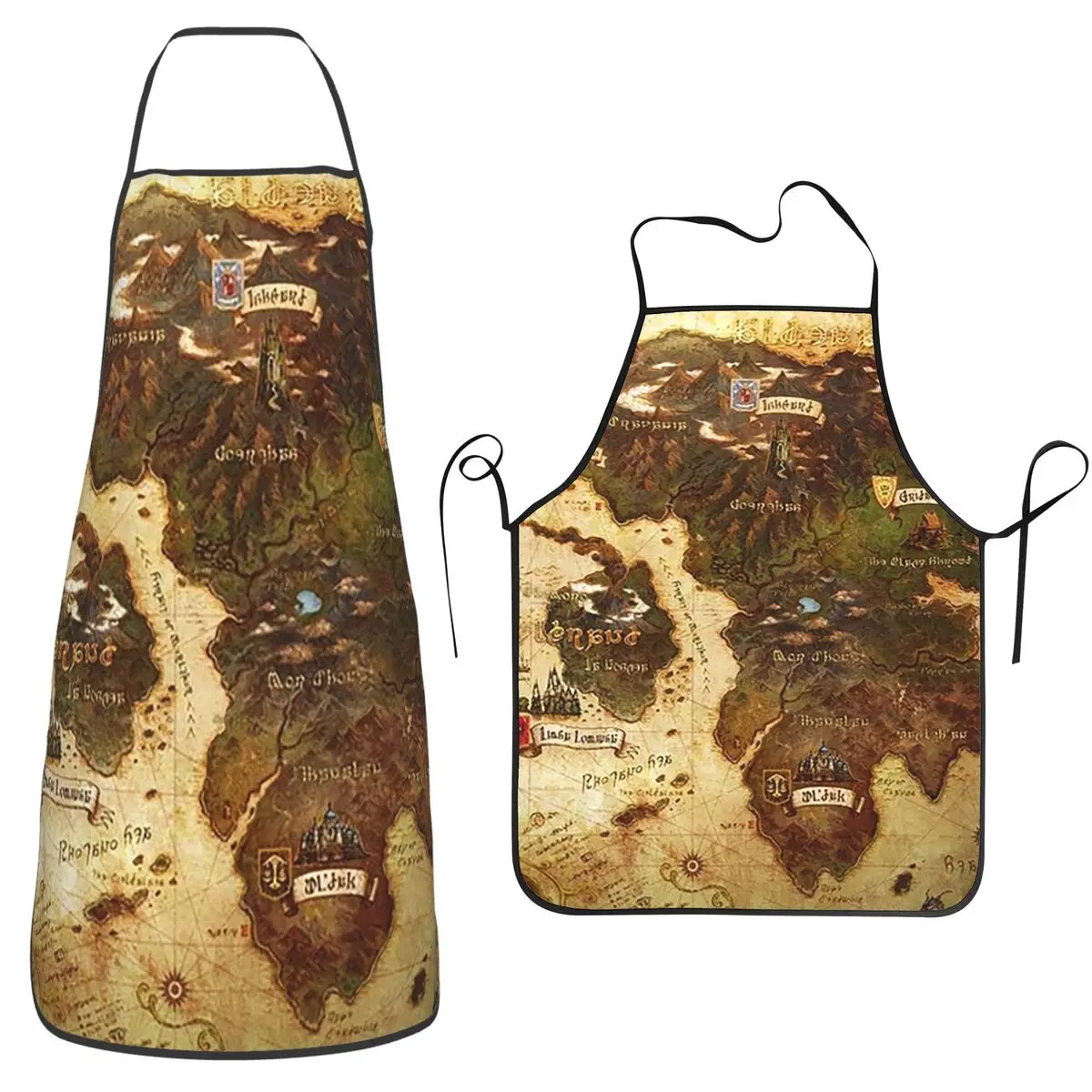 

Фартук с картой Eorzea Ffxiv, фартук для шеф-повара, приготовления пищи, выпечки, нагрудник без рукавов, кухонный фартук для чистки для женщин и мужчин, живопись