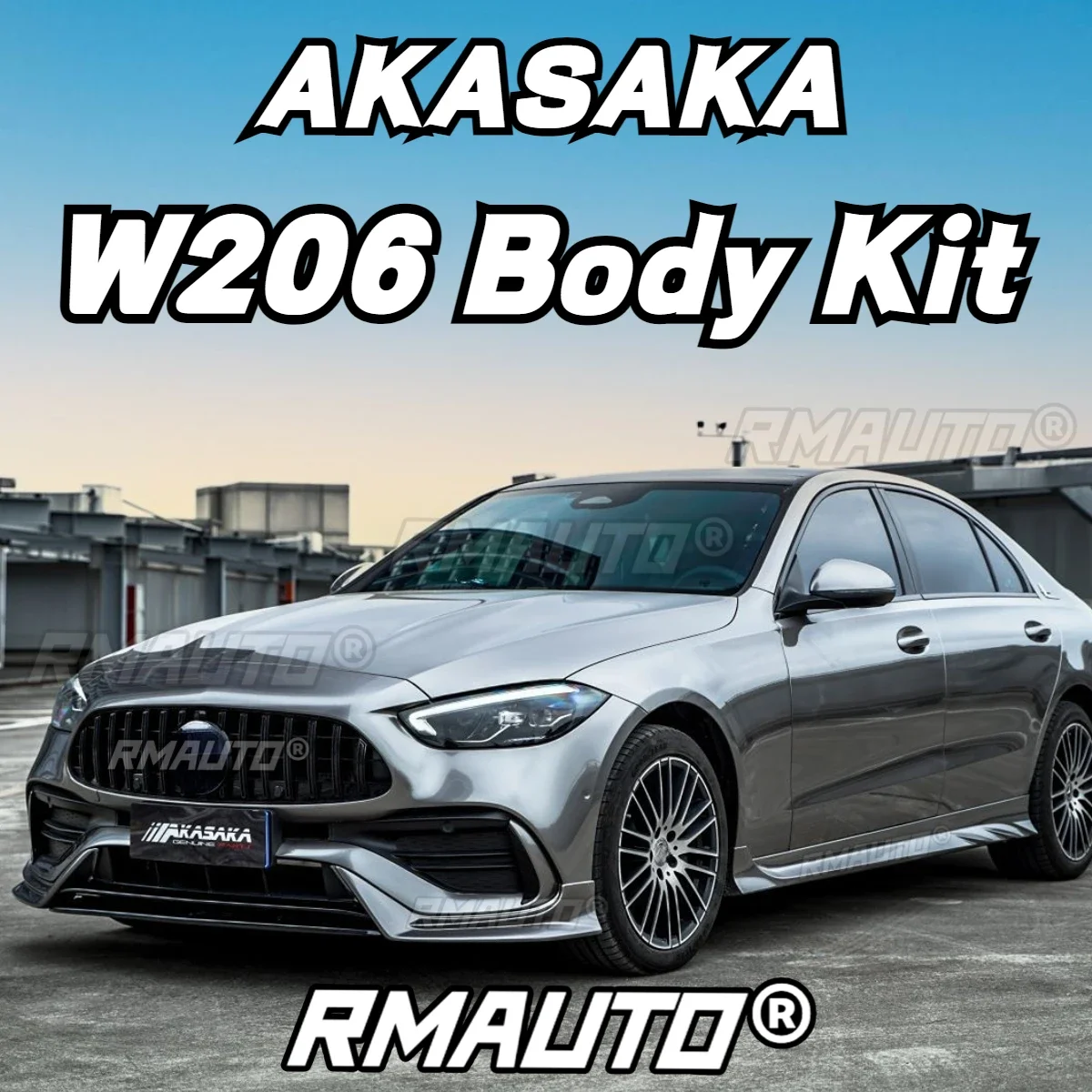 

AKASAKA W206 Front Bumper Splitter Lip Body Kit Side Skirt Rear Spoiler Racing Grill for Mercedes Benz C Class W206 2021-2023