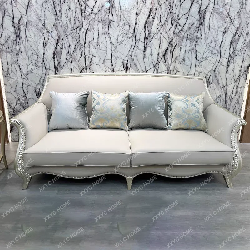 

ZH light luxury solid wood sofa retro style villa living room large apartment