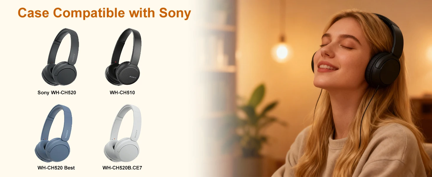Case Compatible with Sony WH-CH520 / WH-CH530 Wireless Headphones Bluetooth On-Ear Headset, Black