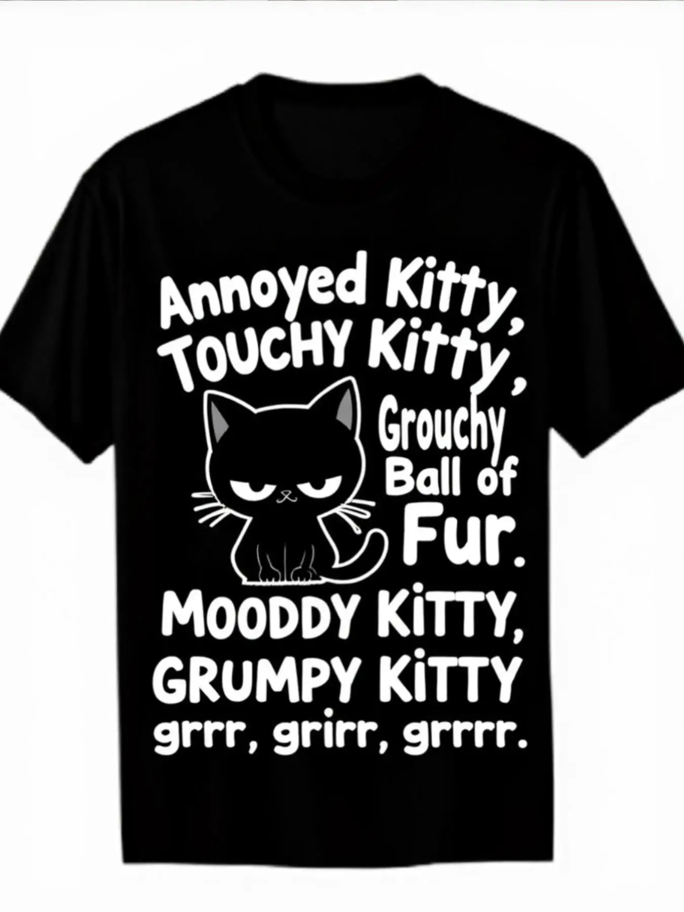 Men'S Plus Size A Annoyed Kitty, Touchy Kitty T-Shirt, Casual Style, 100% Cotton, Perfect for Daily Wear or Pet Lovers' GiftPlus Size for All-Season Outdoor, Beach, Loose Fit for Maximum Comfort, Loose fit plus size