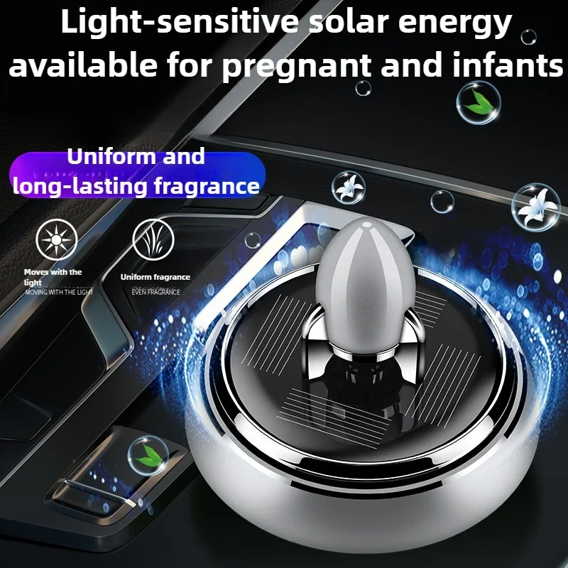 

Solar Powered Car Air Freshener Rocket Shape Auto Perfume Interior Decoration Dashboard Ornament Long-lasting Aroma Diffuser