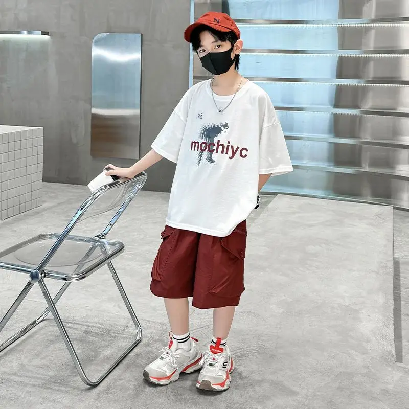 

Верхняя одежда с круглым вырезом и короткими рукавами для детей, одежда, комплект нижней одежды, детский летний костюм, домашние комплекты для мальчиков, детский дизайнер