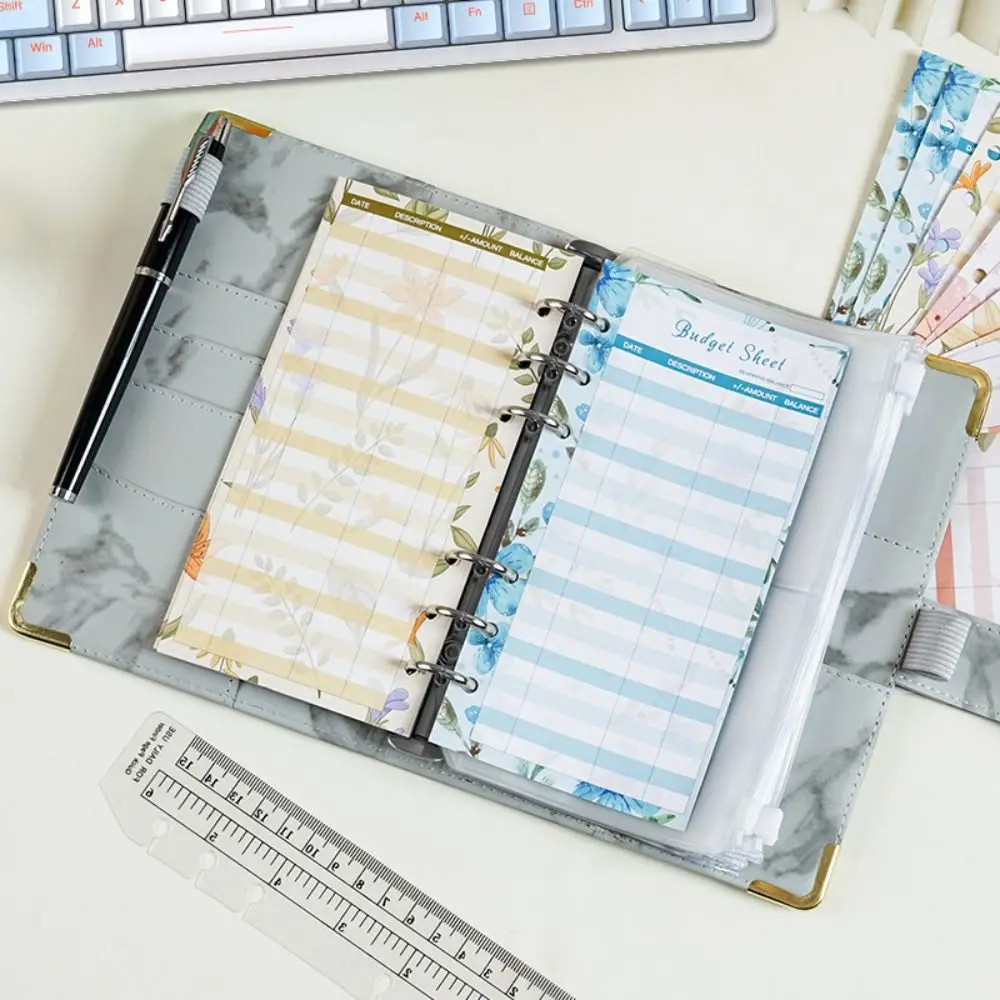 โครงการ Marbling ประหยัดเงิน Binder PU ผู้ถือบัตร Savings Challenges Book Money Planner ทนทานเงินสด Budget Book ประหยัดเงิน