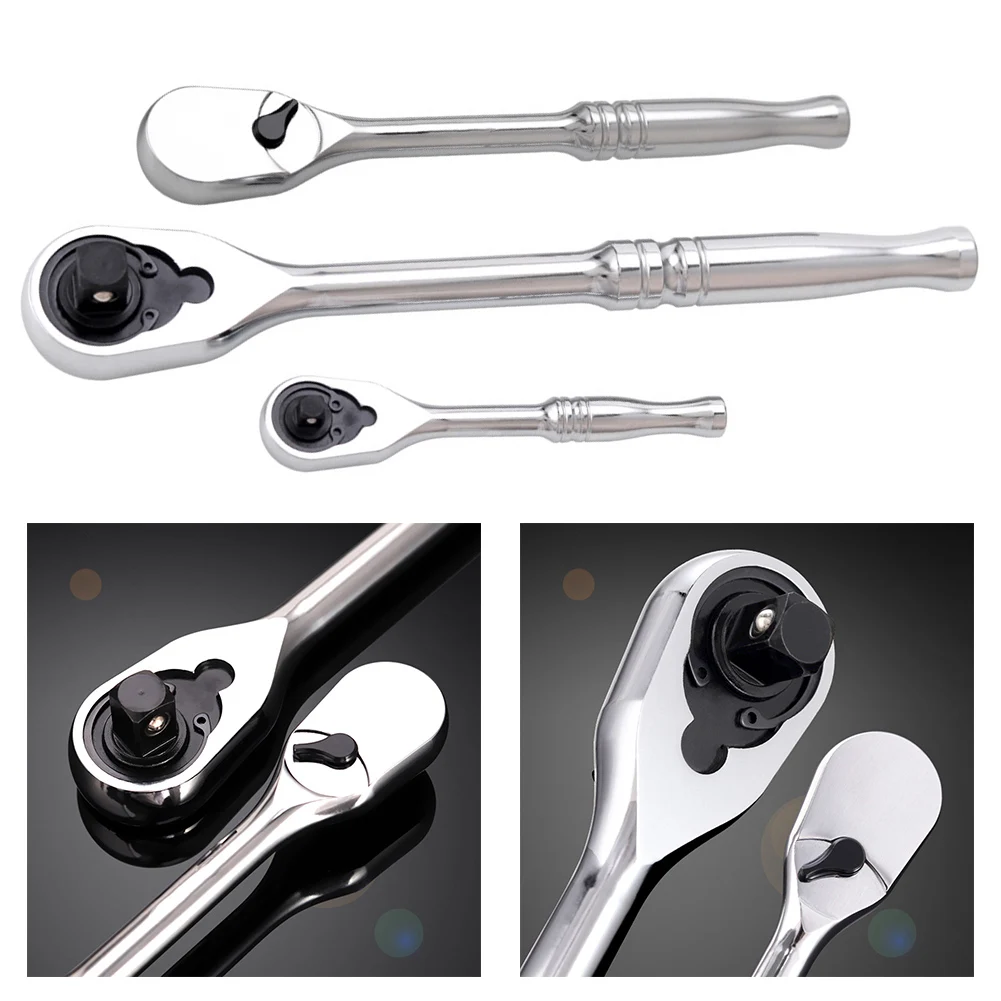 

High Torque 120 Tooth Ratchet Wrench with Quick Release 1/4'' 3/8'' 1/2'' Drive Lightweight Tool for Mechanics