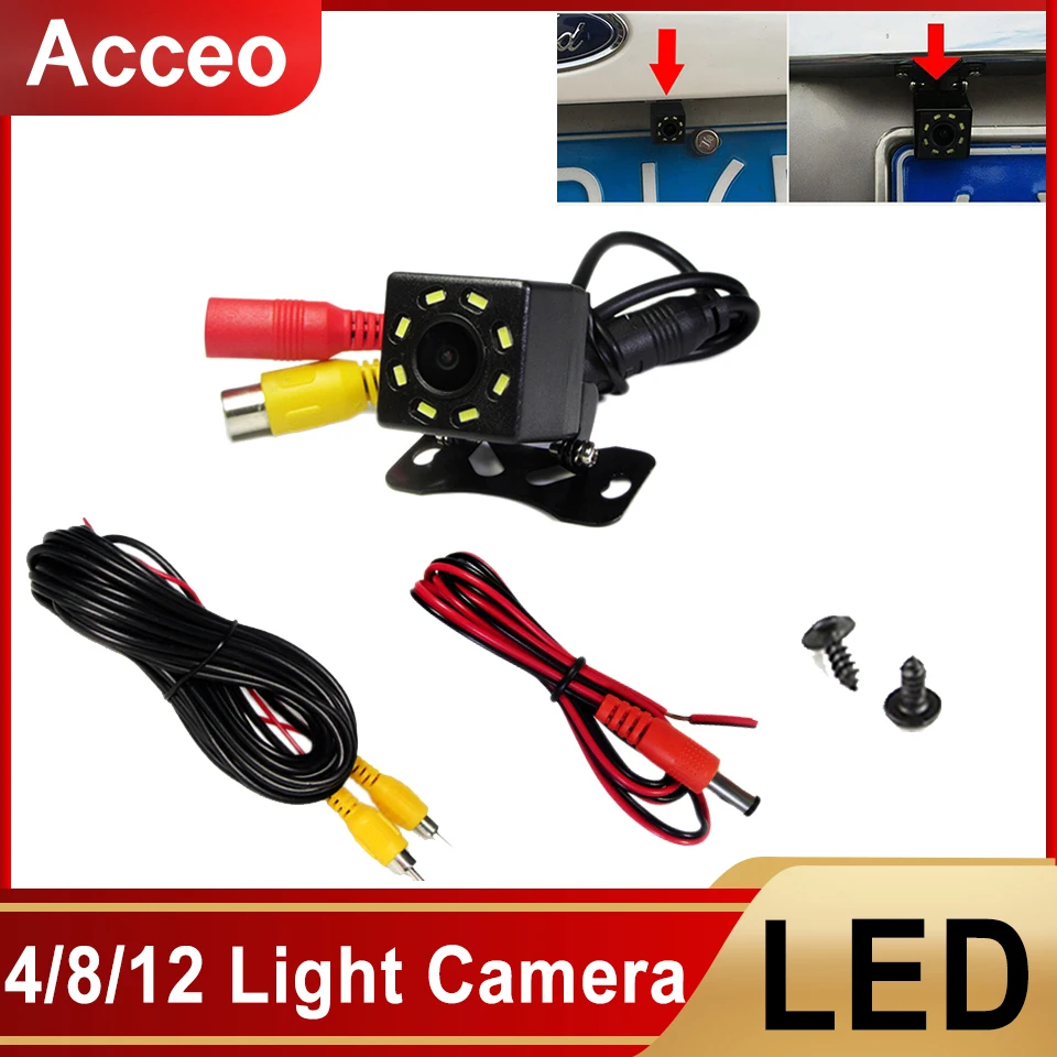 4/8/12 LED Rear View Camera Monitor Car Reverse Backup Parking Camera Kit Night Vision Waterproof for Vehicle