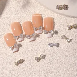 10Pcs Zircon Metal Bowknot Nail Art Decoration 6x10mm 3D Gold Silver Alloy Crystal Bow Rhinestone DIY Bow Manicure Accessories