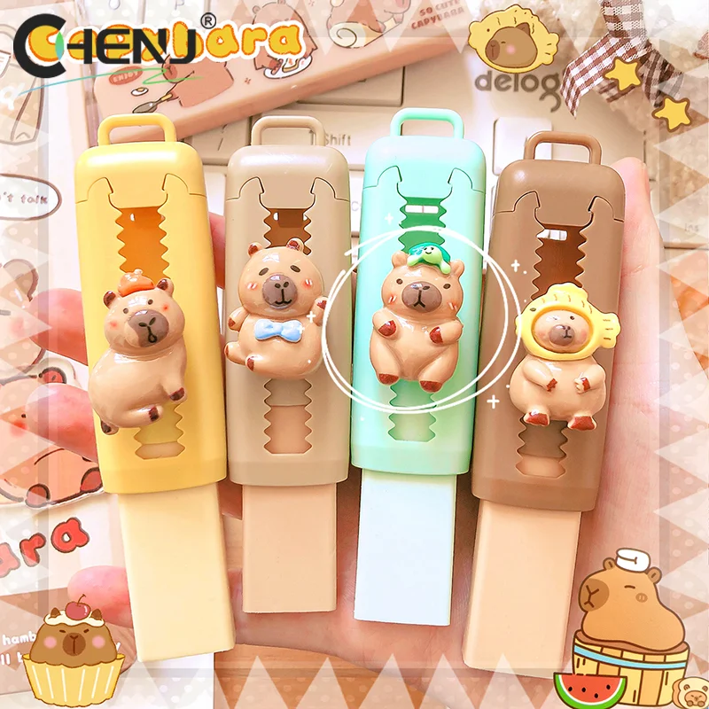 1PC Kawaii Push Pull Capybara Gomma Carino Divertente Matita di Gomma Per Bambini Gomma Telescopica Forniture Per Ufficio Regalo di Cancelleria Scolastica