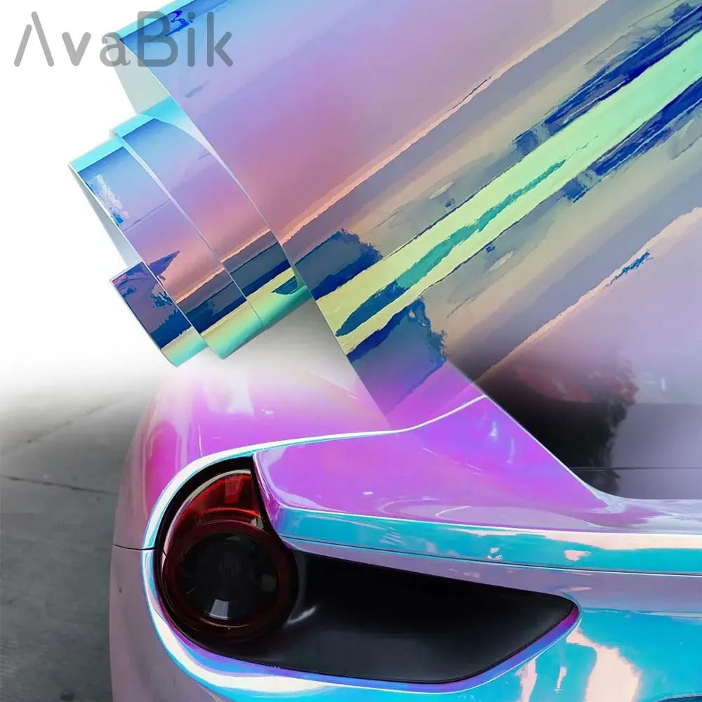 

PVC Colorful Electroplated White Pink Distortion Motorcycle Film Vinyl Wrapped Decorative Stickers Car Vinyl Wrap Sticker Decals