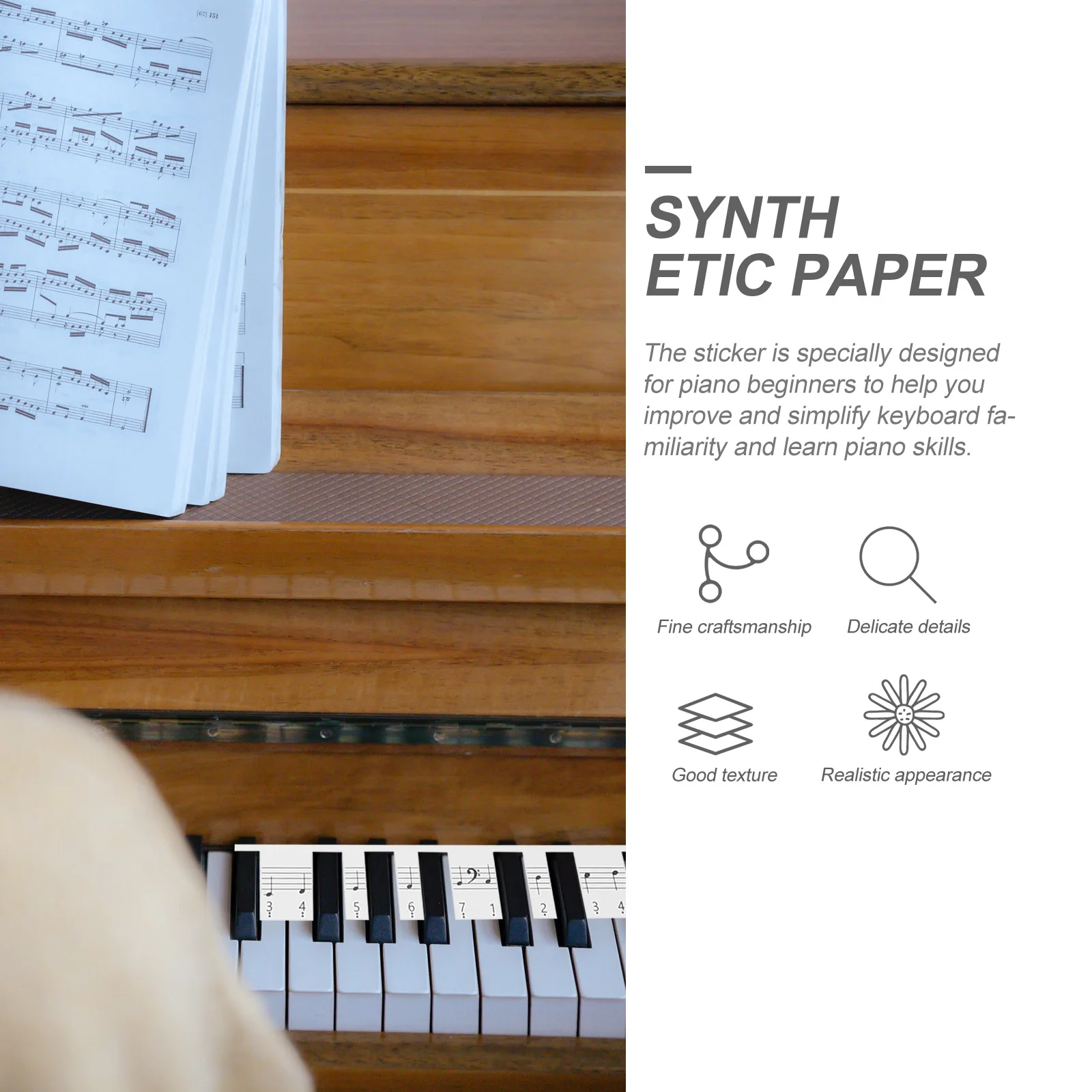 

2Pcs 88-Key Piano Sticker Keyboard Decal Friendly for Beginners Piano Introductory Sticker Durable Learning Aid