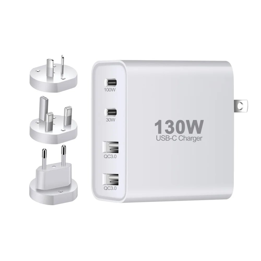 

GaN Charger, 130W USB C Wall Charger, 4 Ports Foldable GaN Charger, Fast Charger for iPhone 14/Pro Max/SE/11/XR/XS, IPAD Sam