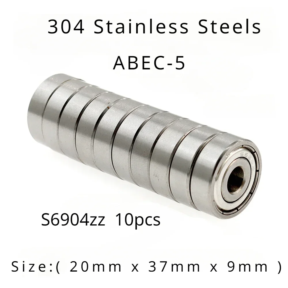 

Veekaft High Performance 304 Stainless Steels ABEC-5 Miniature Deep Groove Ball Bearings S6904zz Size:20mmx37mmx9mm of 10pcs