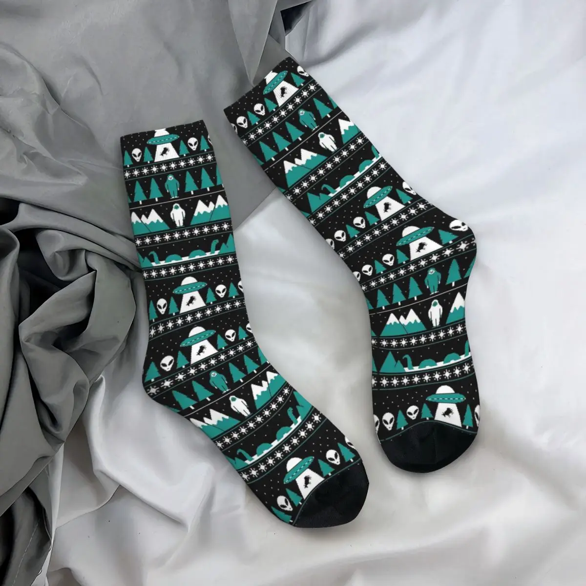 Paranormal Christmas Sweater Socks Harajuku Sweat Absorbing Stockings All Season Long Socks Accessories for Unisex Gifts image 4