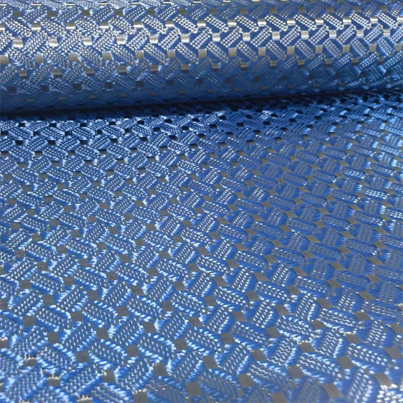 Kafu Kevlar Jacquard Blue Pattern Automotive Parts Modification DIY Surface Decoration Carbon Aramid Fiber Hybrid Weaving