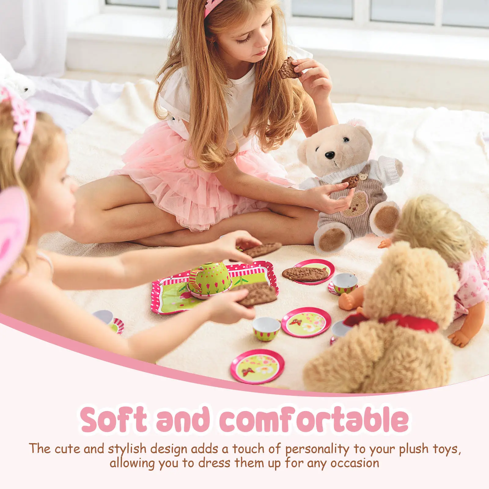 Ensemble de 2 vêtements pour ours en peluche de 30 cm, tenue mignonne, pull, pantalon à bretelles, ensemble de vêtements pour se déguiser, costume d'animal -