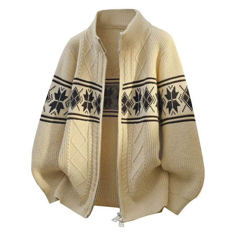 

Весенний вязаный мужской свитер: повседневный, модный, молодежный, универсальный, в этническом стиле, открытый кардиган, шерстяная рубашка для молодых мужчин