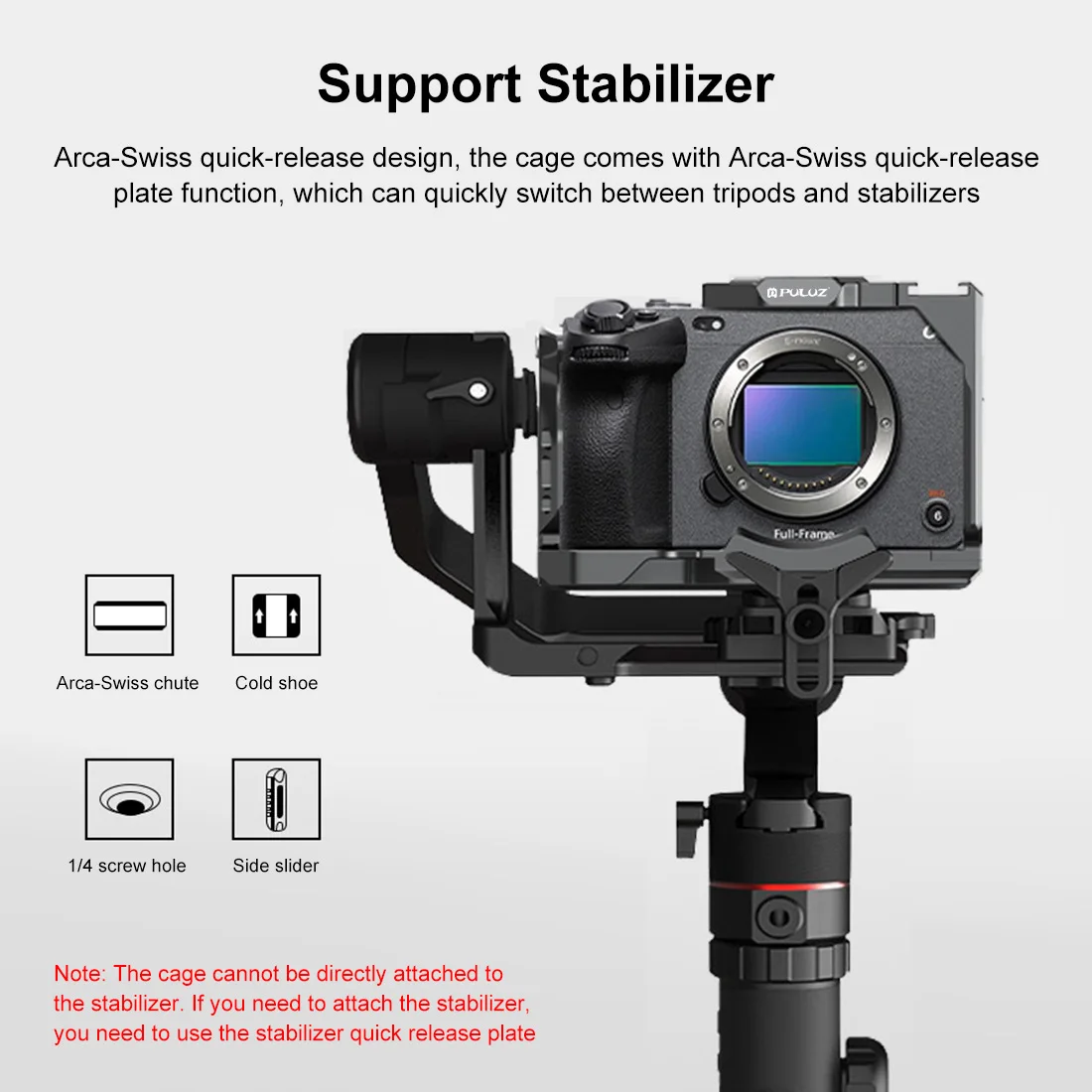 PULUZ Metal Camera Cage Stabilizer Rig For Sony A6700 ZV-E10 Alpha 7C / ILCE-7C / A7C ZV-E1 ILME-FX30 / FX3