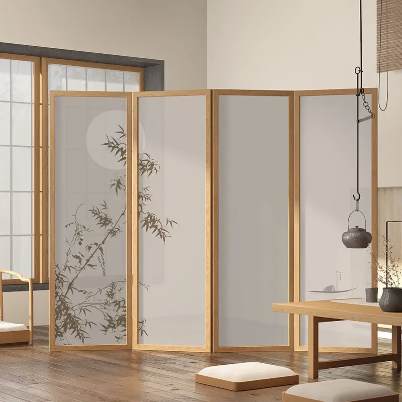 New Chinese Style Folding Screen Partition Solid Wood Bamboo Zen Entrance Porch Block Tea Room Sofa Mobile Divider